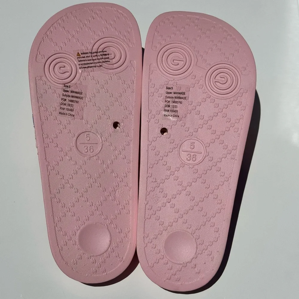 Girls Butterfly Water Friendly Slide On Flip Flop Sandals - Size 5Y Youth GS